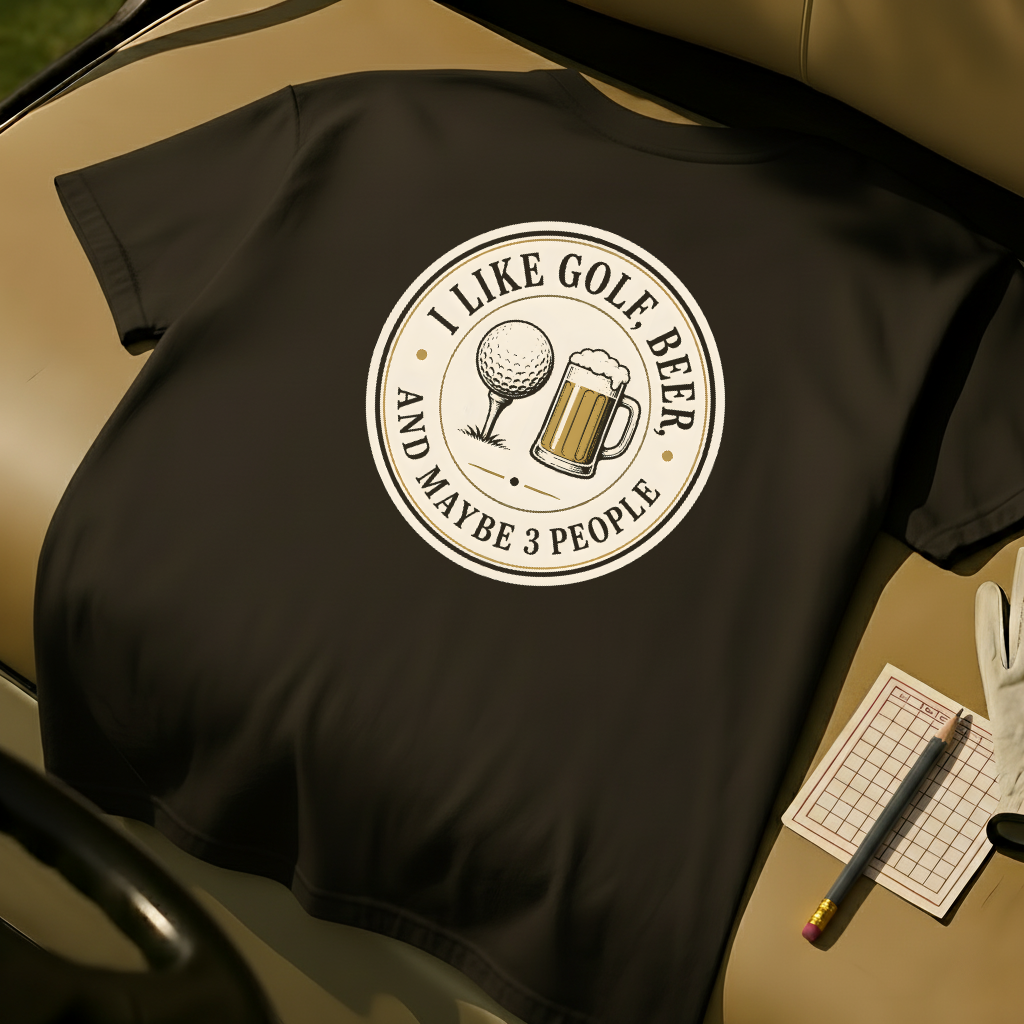 I Like Golf, Beer And Maybe 3 People  - Black