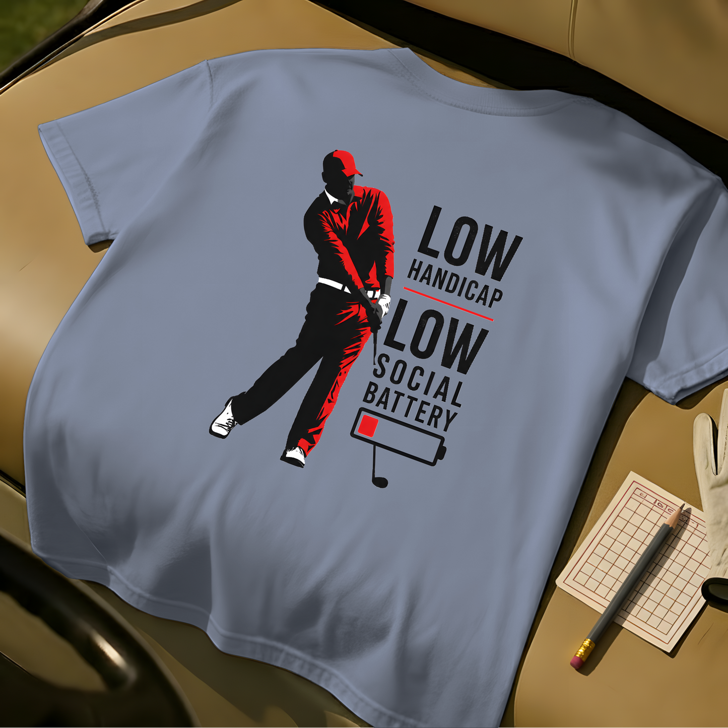 Low Social Battery Tee - Blue Jean