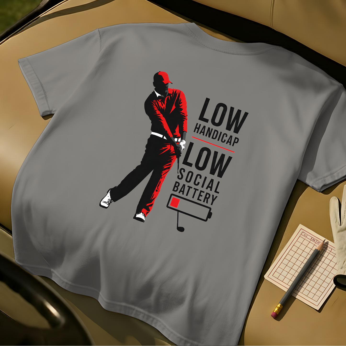 Low Social Battery Tee - Grey